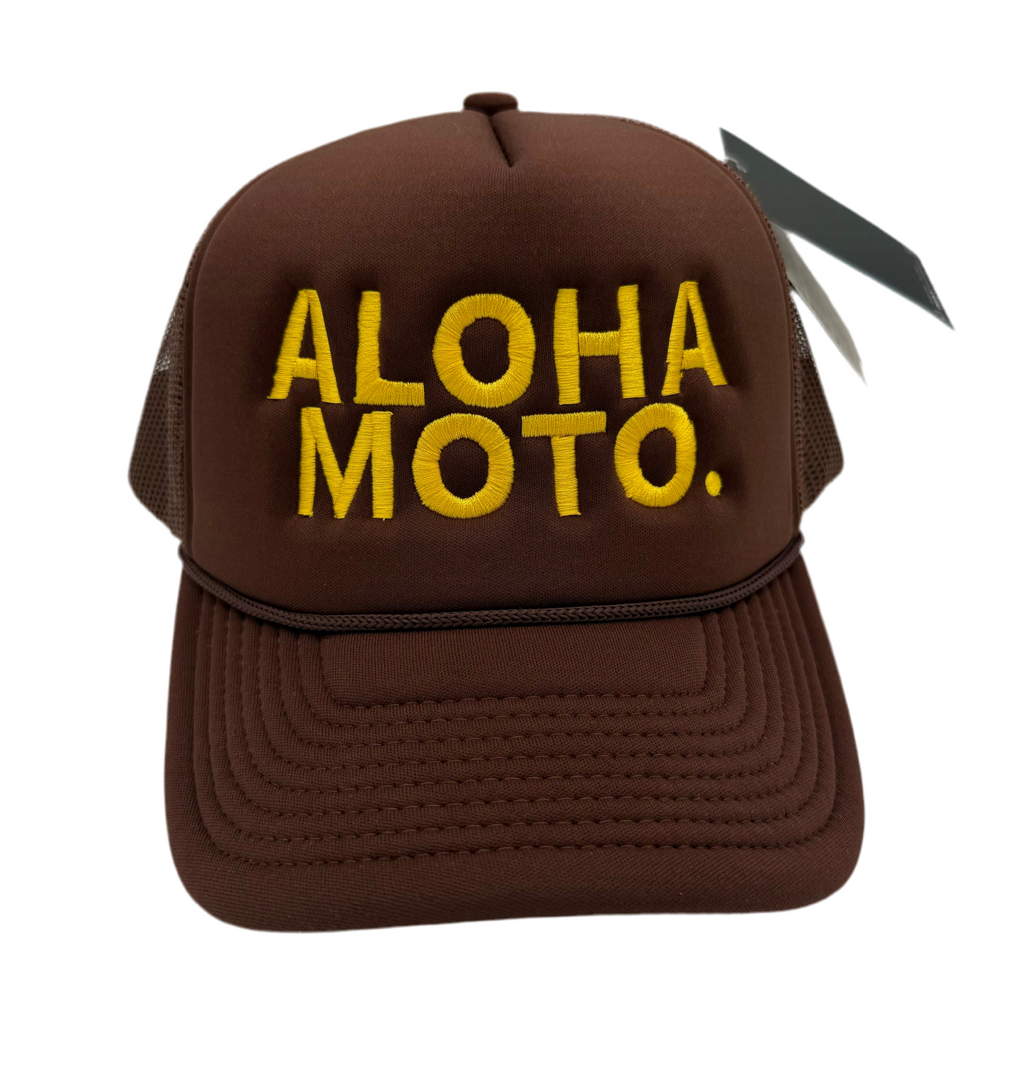 SERIOUS STUDIO “ALOHA MOTO” TRUCKER HAT - BROWN