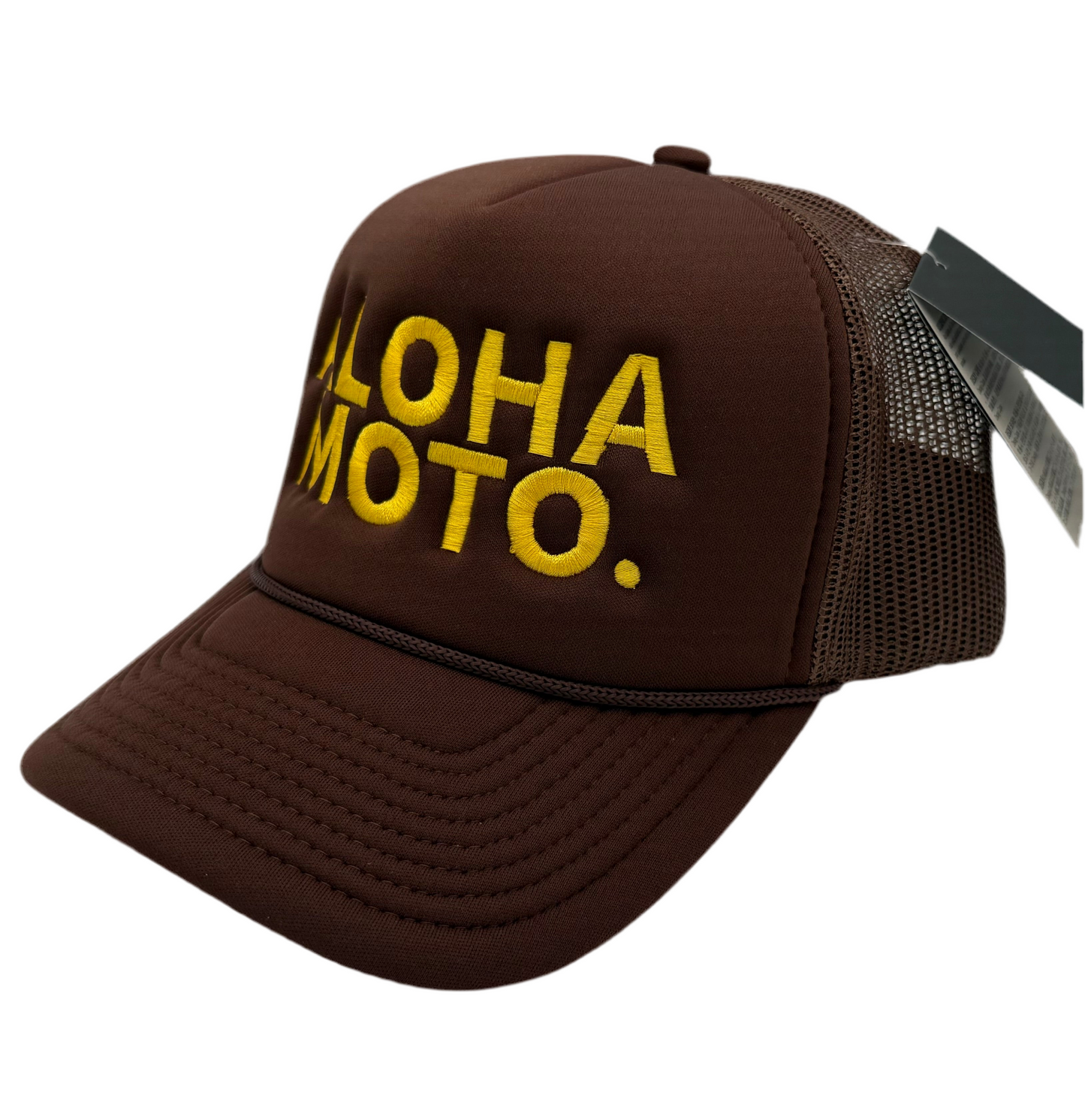 SERIOUS STUDIO “ALOHA MOTO” TRUCKER HAT - BROWN