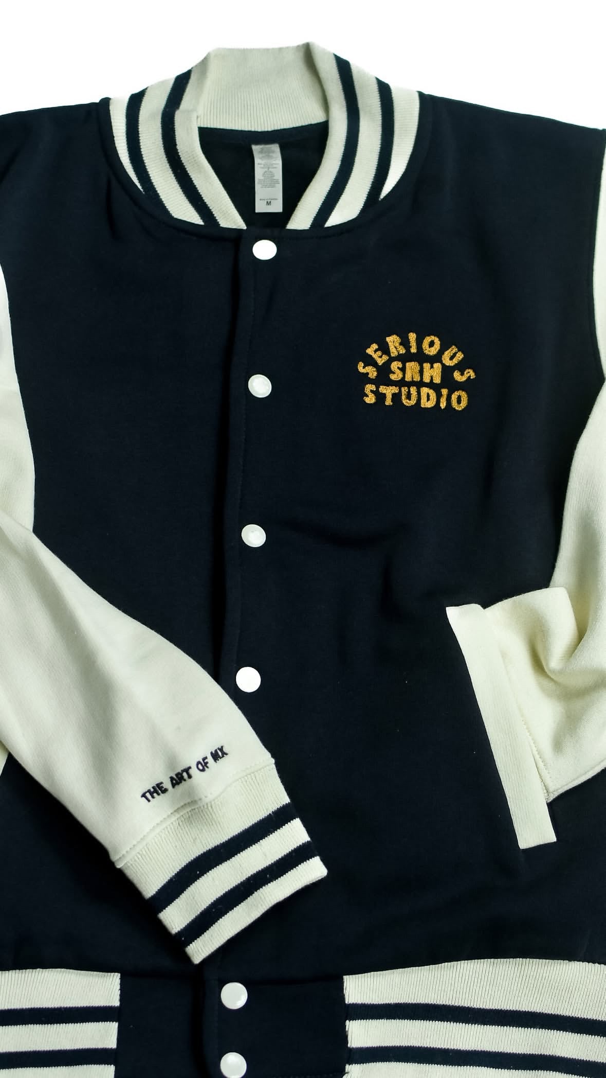 SERIOUS STUDIO VINTAGE VARSITY JACKET - BLACK/WHITE