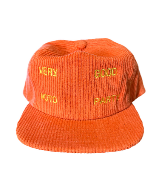 Kyle Peters x VERY GOOD MOTO PARTY CORDUROY HAT IN ORANGE