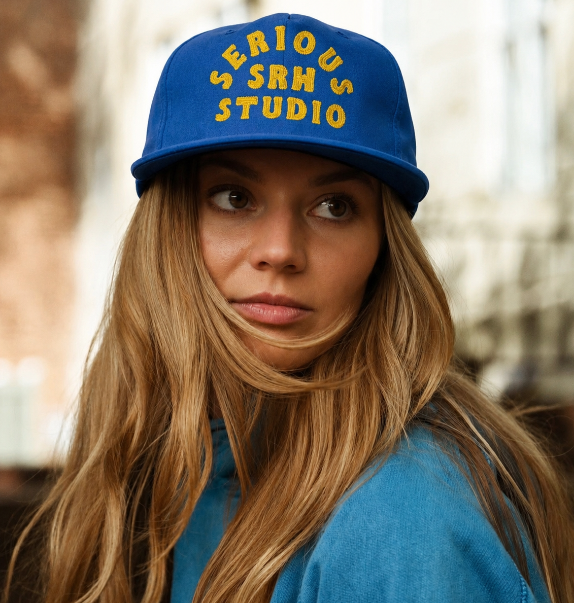 SERIOUS STUDIO CHAIN STITCH SNAPBACK HAT - BLUE